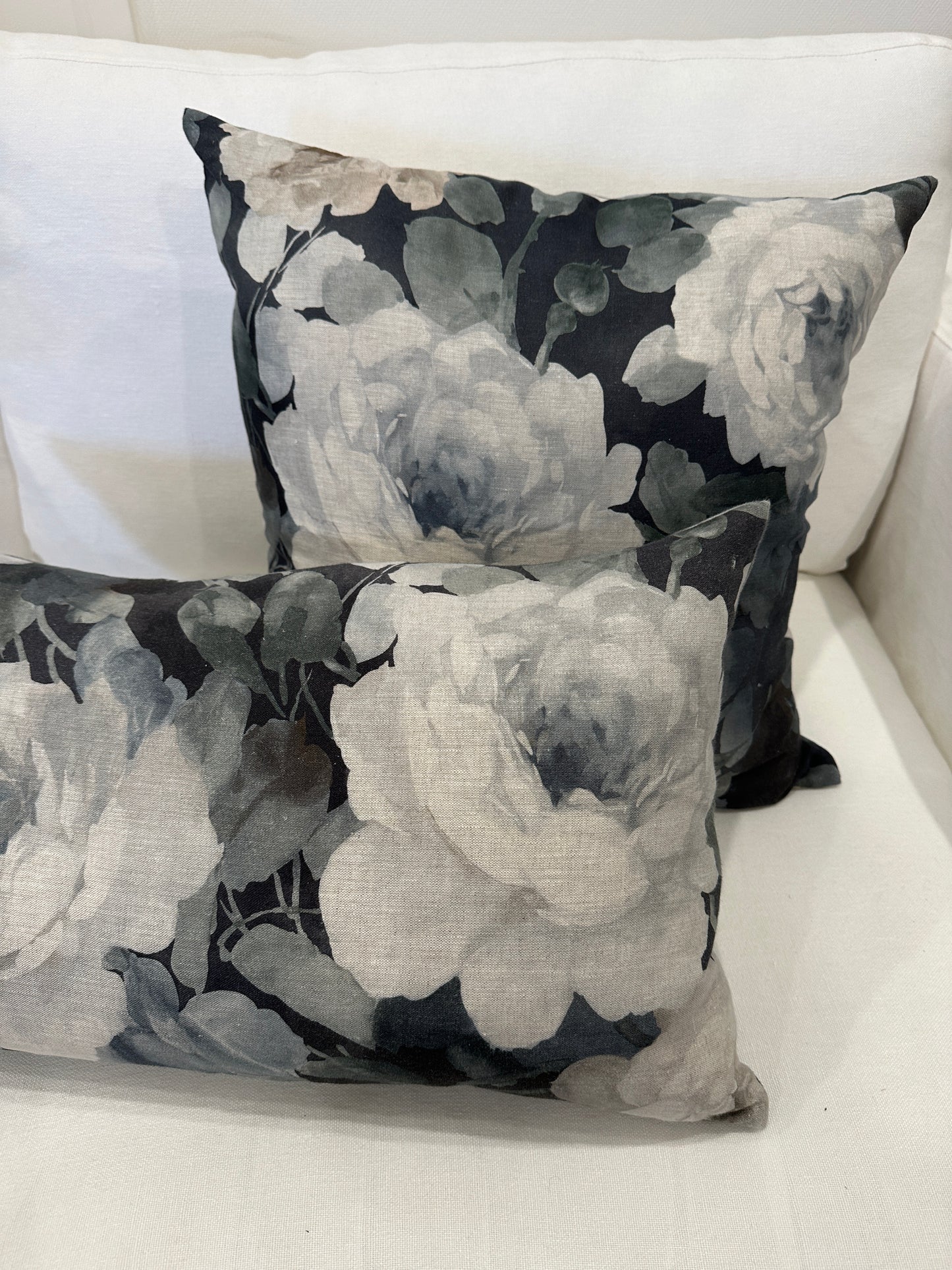 Charcoal Peony Linen