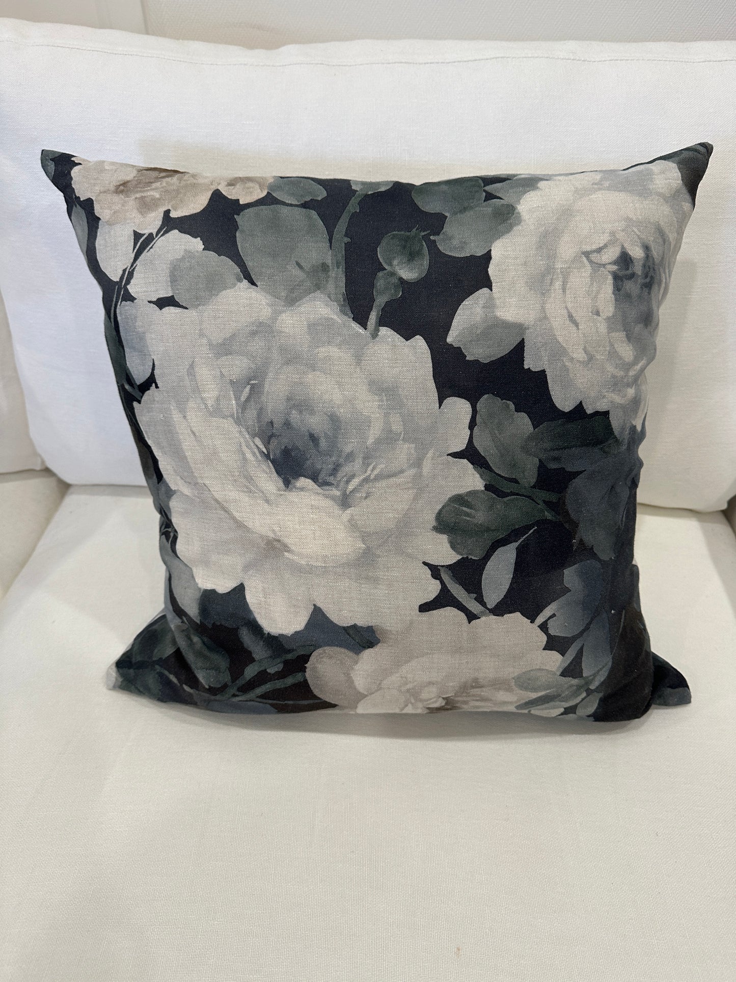 Charcoal Peony Linen